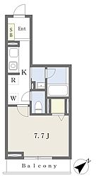 ｐｅａｃｅ　ｇａｒｄｅｎ 302 3階1Kの間取り