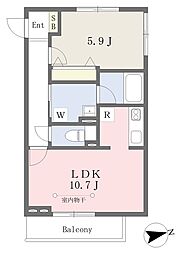 ラヴェール1 1LDKの間取図画像