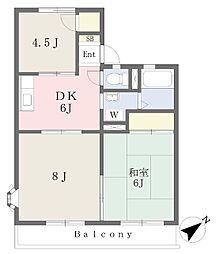 ネオ中ハイツB棟 3DKの間取図画像