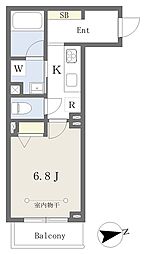 ラヴェール1 1Kの間取図画像