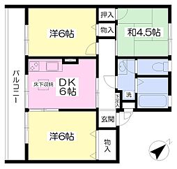 ファーストネオシティB棟 3DKの間取図画像