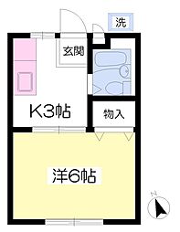 サンシティー君津 1Kの間取図画像