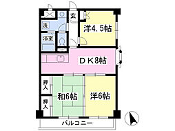 西五所スカイハイツ 3DKの間取図画像