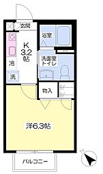 ベリーハイツ 1Kの間取図画像