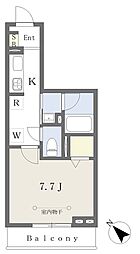 モンブランII 1Kの間取図画像