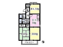 萩野ハイツC棟 3DKの間取図画像