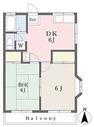 カフカC 2DKの間取図画像