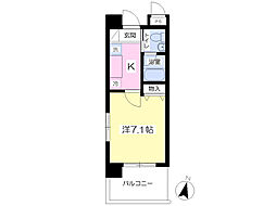 プリイェール1ｓｔ 3階1Kの間取り