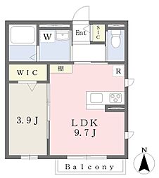ハイム　グラスト 1階1LDKの間取り