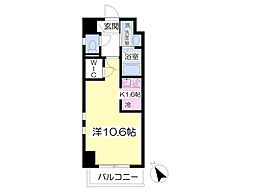 クオリア新鎌ヶ谷 5階1Kの間取り