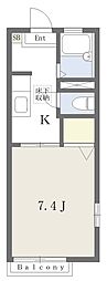 ディアス・B 1Kの間取図画像