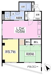 クイーンズヒル・グランデ 2LDKの間取図画像