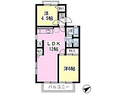 グリーンパーク野田 2階2LDKの間取り