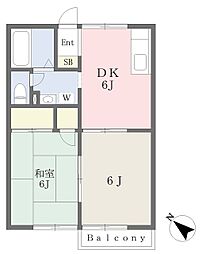 シェリールＡＹＵ−Ａ 2階2DKの間取り