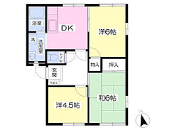 イーストヒルＢ 1階3DKの間取り