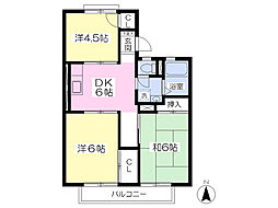 サンライズ戸頭 3DKの間取図画像