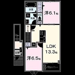 ＭＡＨＡＮＡ　ＷＥＳＴ 2階2LDKの間取り