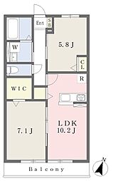 Ｃｈａｒｍａｎｔ 2階2LDKの間取り