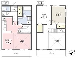 千葉都市モノレール 千葉公園駅 徒歩3分の賃貸アパート 3階1SLDKの間取り