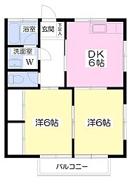 JR総武本線 四街道駅 徒歩17分の賃貸アパート 2階2DKの間取り