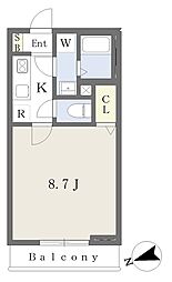 京成松戸線 薬園台駅 徒歩10分の賃貸アパート 2階1Kの間取り