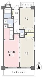 ＷＥＬＬ　ＰＡＬＡＣＥ井野 4階2LDKの間取り