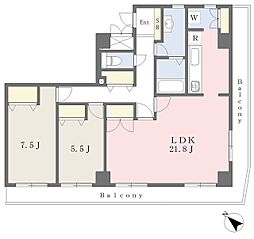 京成千葉線 千葉中央駅 徒歩4分の賃貸マンション 8階2LDKの間取り