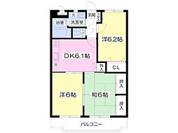 フレール末広 3DKの間取図画像