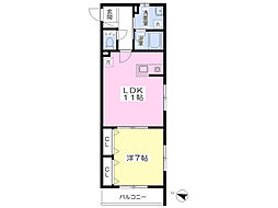 プランドール八千代 1LDKの間取図画像