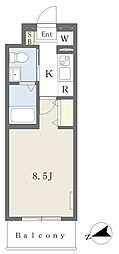 ベルヴィル成田 1Kの間取図画像