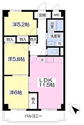 サンテビラ 3LDKの間取図画像