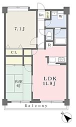 アウラ10 5階2LDKの間取り