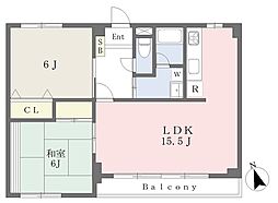 ラフィーヌ新井 3階2LDKの間取り