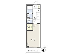 タイムフォースクエアＡ 3階1Kの間取り