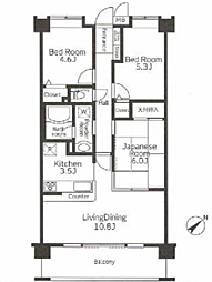 レクシオ東習志野 403 3LDKの間取り