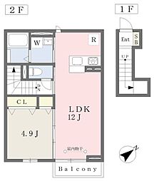 トムスソーレ 1LDKの間取図画像
