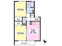 アネックスK 2DKの間取図画像
