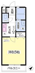グラヴィータ東戸塚 1Kの間取図画像