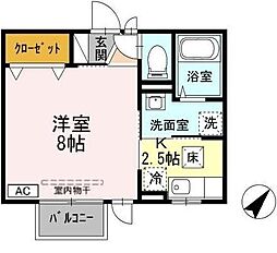 京急本線 金沢文庫駅 徒歩17分の賃貸アパート 1階1Kの間取り