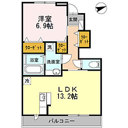JR東海道本線 戸塚駅 バス10分 中村三叉路下車 徒歩4分の賃貸アパート 1階1LDKの間取り