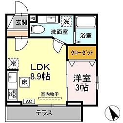 Ｄ’Ｂｌｅｓｓ横須賀II 1階1LDKの間取り