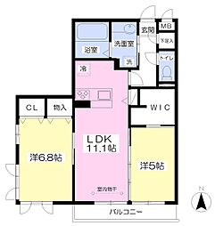 セジュール湘南 2LDKの間取図画像