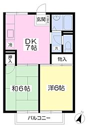 パピヨン 2DKの間取図画像