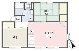 コート赤坂 2LDKの間取図画像