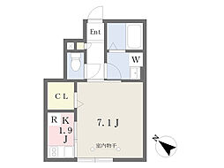 ラヴィータアンジン 1Kの間取図画像