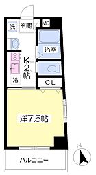 CERISIERAT富岡 1Kの間取図画像