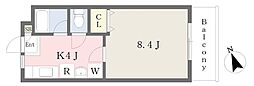 グランマーレ金沢文庫 1Kの間取図画像