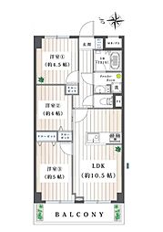 ライオンズマンション磯子第5 3LDKの間取図画像