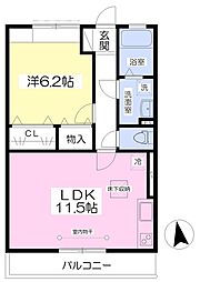 ヴェルデ・アルボル 1LDKの間取図画像