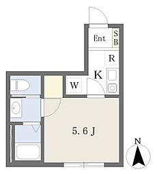アムール・樹 1Kの間取図画像